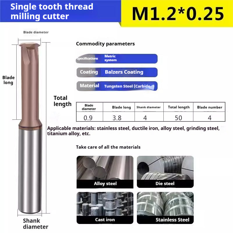 6032 60 degree thread milling cutter single thread, three threads, full thread CNC machining center tungsten steel alloy coated milling cutter can be customized Shandong Denso Pricision Tools Co.,Ltd.